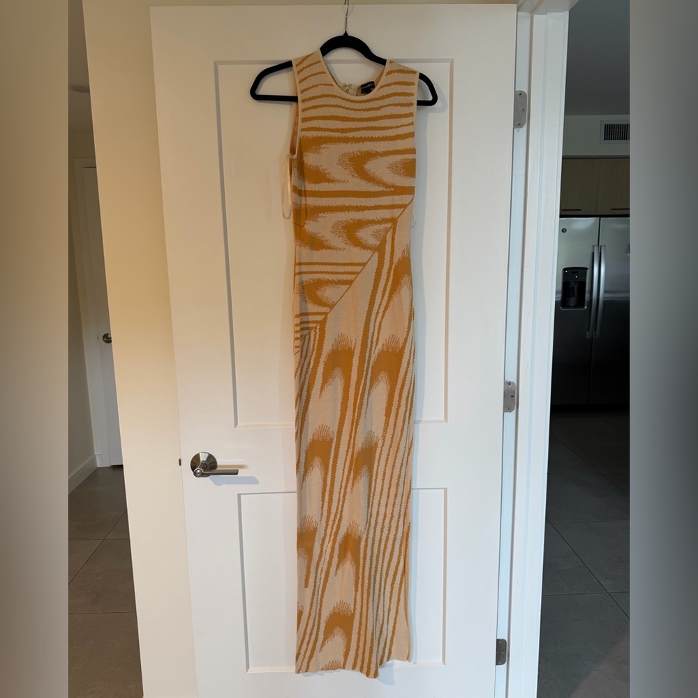 JLUXLABEL - Yellow & Cream Knit Maxi Dress